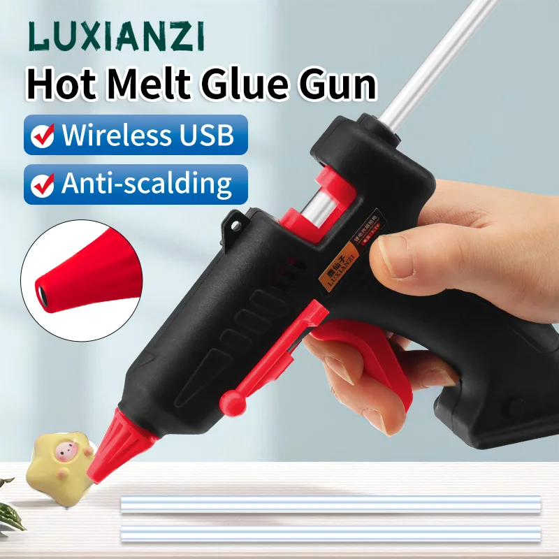 LUXIANZI Hot Melt Glue Gun With Glue Sticks Heat Temperature USB Charge Electric Repair Tool Mini Household DIY Industrial Guns