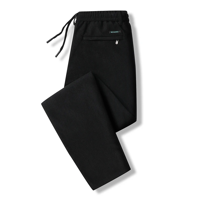 Pantaloni casual in vita elastica Pantaloni da jogging da uomo Pantaloni dritti dalla vestibilità ampia Pantaloni da uomo primavera autunno di grandi dimensioni Nero Grigio 4
