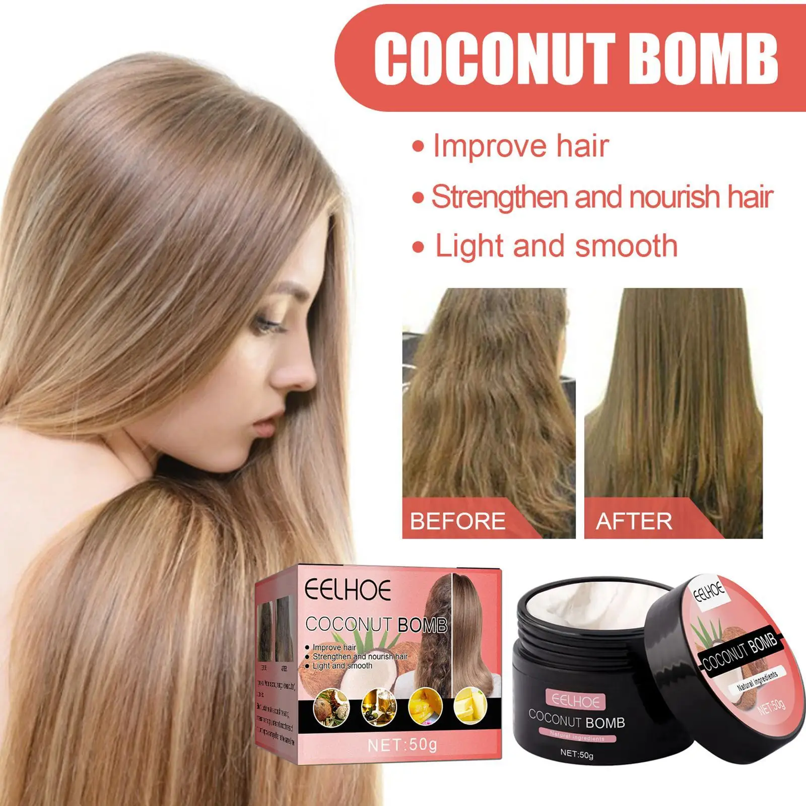 Nourishing Coconut Bomb Hair Treatment Masks Strengthen Smooth Dryness