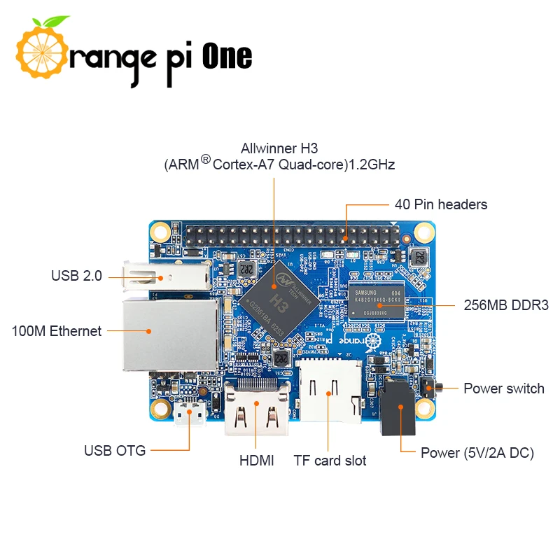 Orange Pi Kit OPI One +   ġ + ̽ ̱  ǻ 512MB RAM Allwinner H3 , ȵ̵    OS