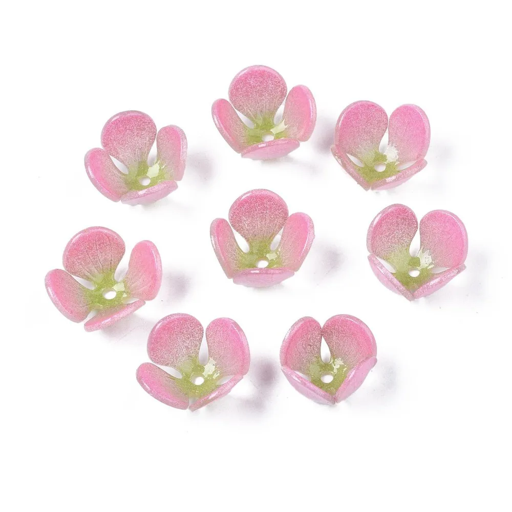 20pcsPlasticFlowerBeadsCaps4PetalFloralSpacerBeadsforJewelry