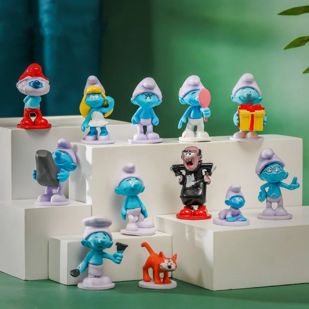 12pcs Cartoon Smurfs Figure Toys Smurfing Anime PVC Model Toys