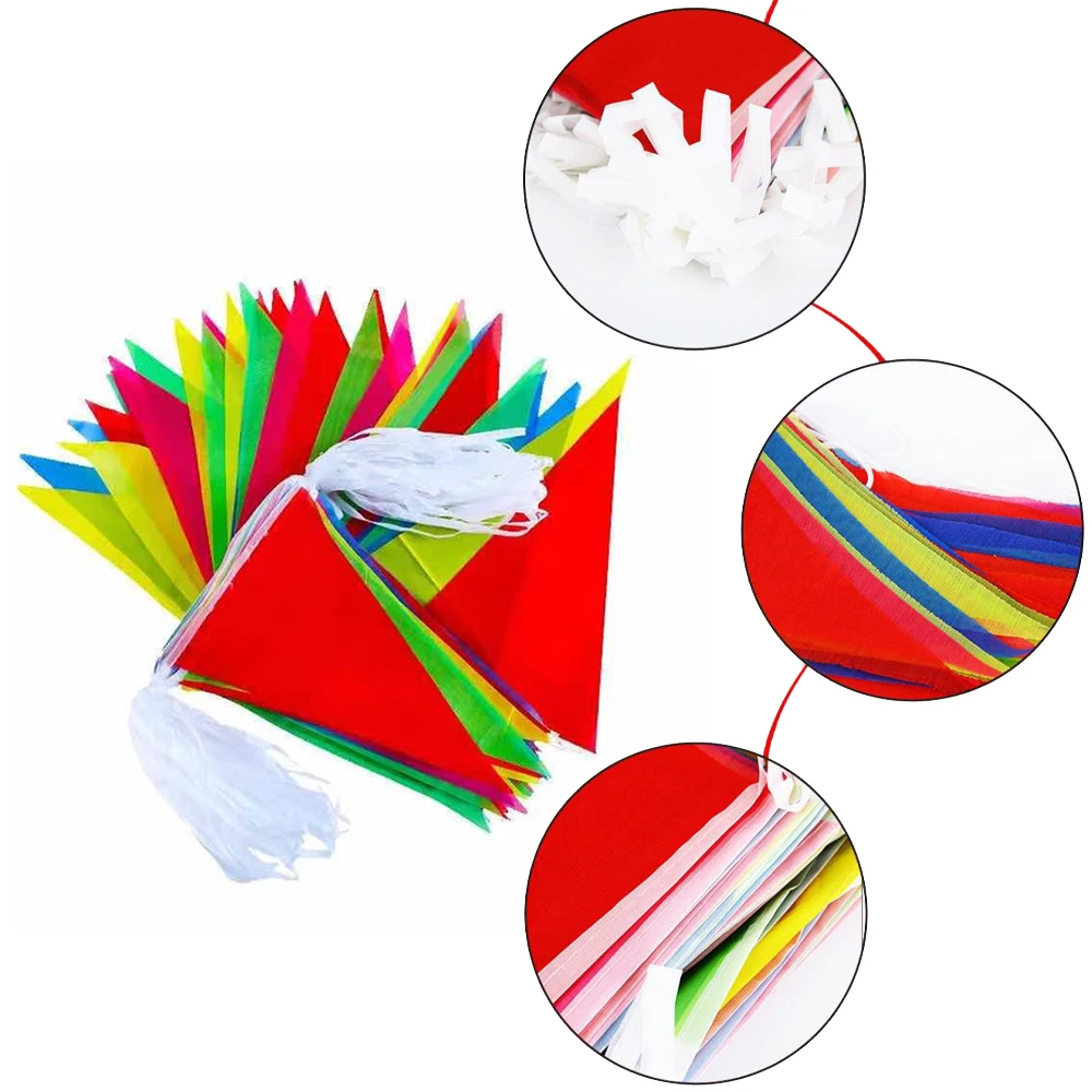 Party Decorations 100PCS Colorful Flags Triangular String Flags Outdoor Opening Festival Celebration Wedding Thickened Rope Party