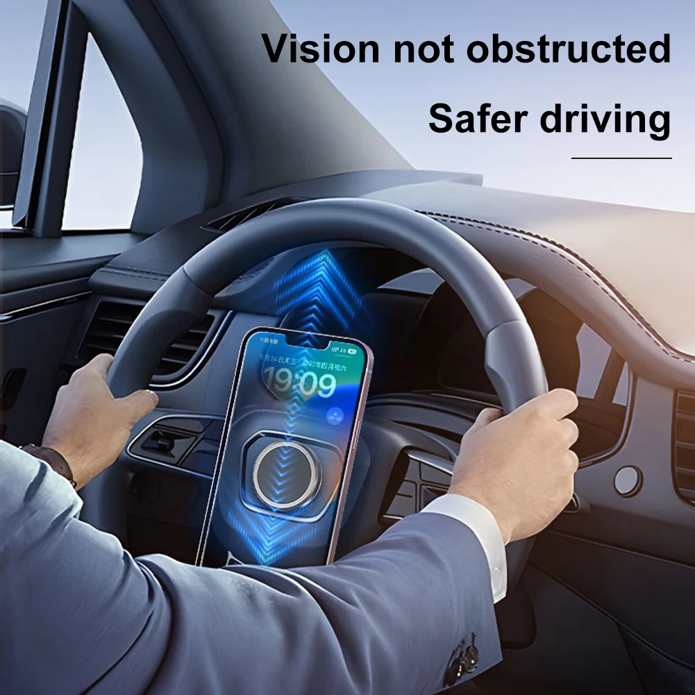 Metal Magnetic Car Phone Holder with 360 Rotation for Steering Wheel