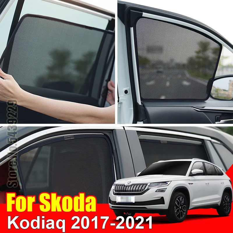 

For Skoda Kodiaq 2017-2021 Car Sun Visor Accessori Window Cover SunShade Curtain Mesh Shade Blind Custom Fit