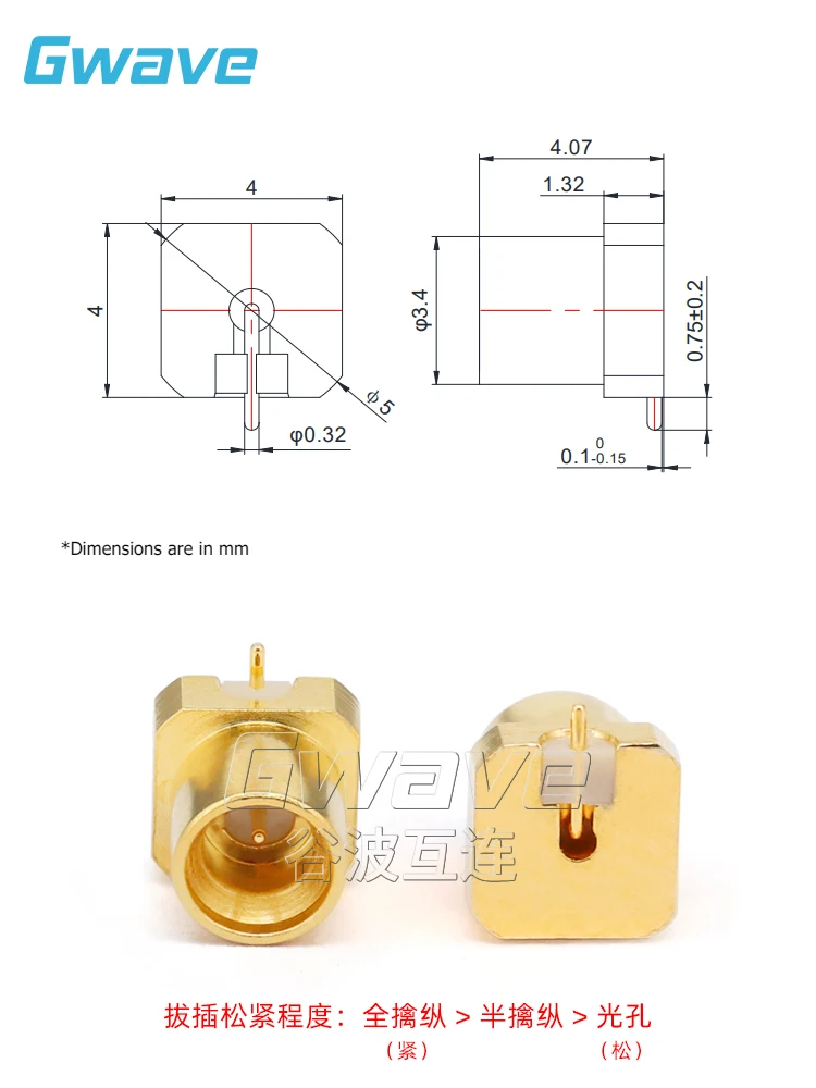 

Mini-SMP Male Head Table Stick Connector DC-65GHz GPPO-JHD1 Smpm