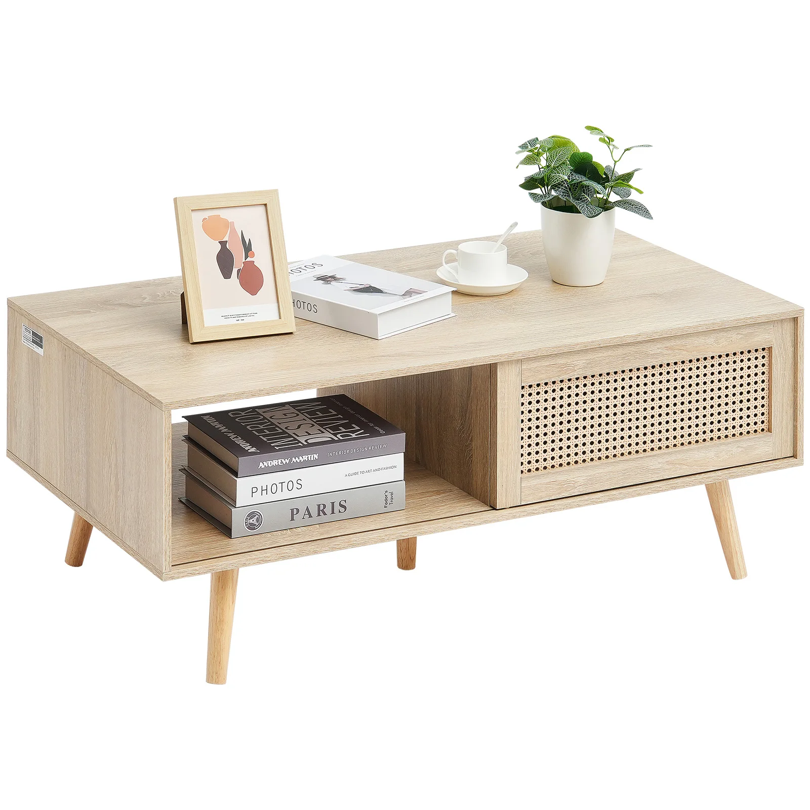 Rattan Coffee Table with Storage for Home