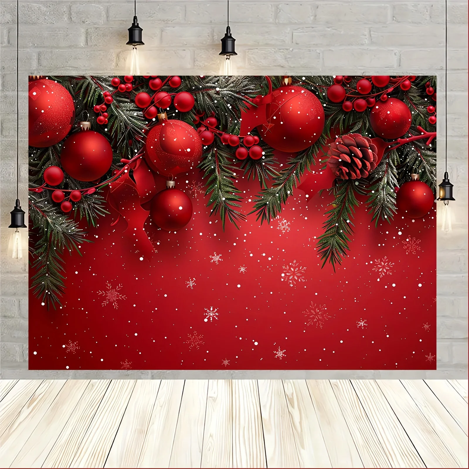 Glitzernder Schneeflocken-Weihnachtshintergrund, multifunktionaler Fotohintergrund aus Polyester, Festivals, Geburtstagsfeiern und Fotokabinen