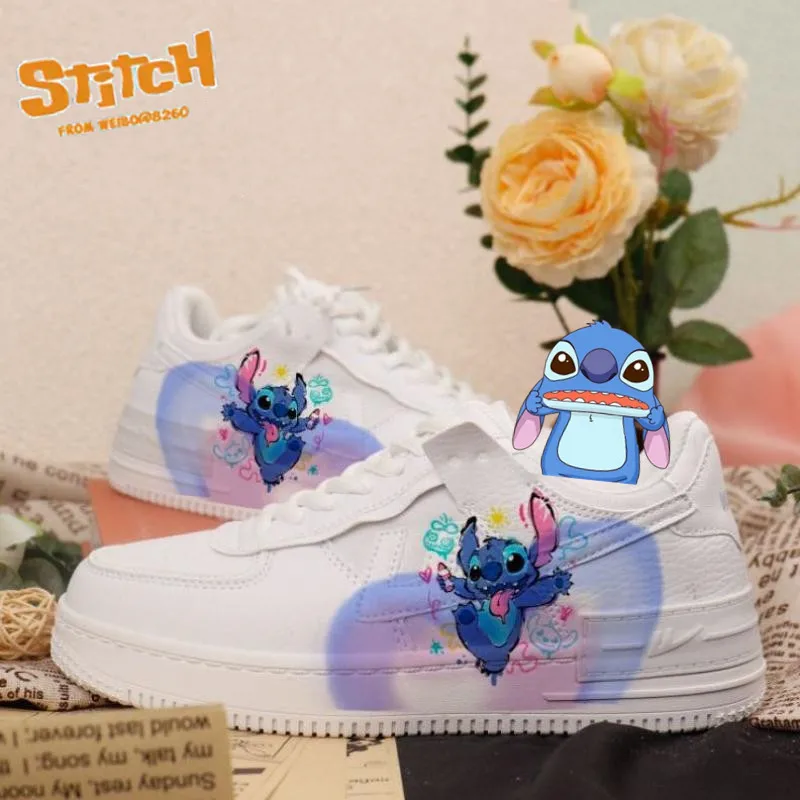 

Kawaii Stitch Повседневная обувь модель пары модные Универсальные кроссовки аниме белая Студенческая спортивная обувь девочка мультфильм подарок на день рождения