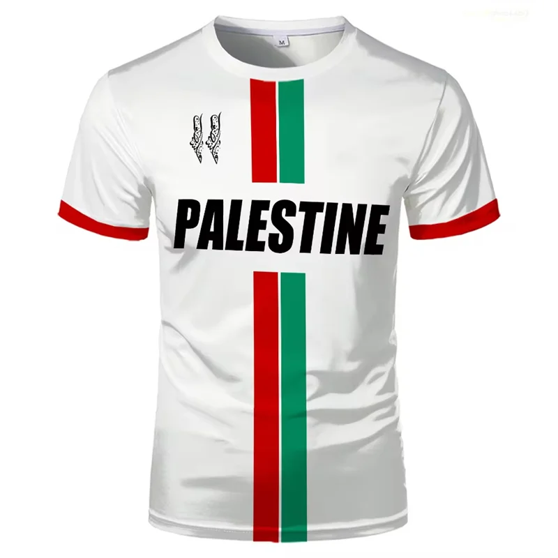 Short Sleeve T Shirt Palestine Football Summer Fashion 3D Printed Palestinian Flag Casual O Neck Loose Mens Tops