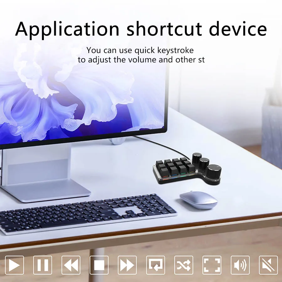 Bluetooth/wired Version 12 Key 3 Knob RGB Custom Programming Macro Compact Mechanical Keyboard Photoshop Hot Swappable Keyboard - 3