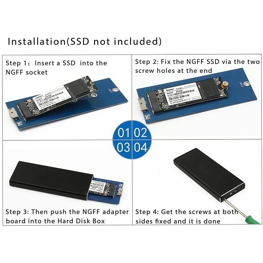 Compact USB-C M.2 SSD/HDD Enclosure with Dual Protocol Support