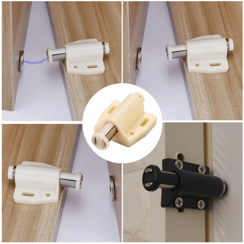 Cabinet Catches Door Stopper Magnetic Push to Open Touch Catch Stop Self-Aligning Damper Buffer Kitchen Cupboard Door Magnet DIY