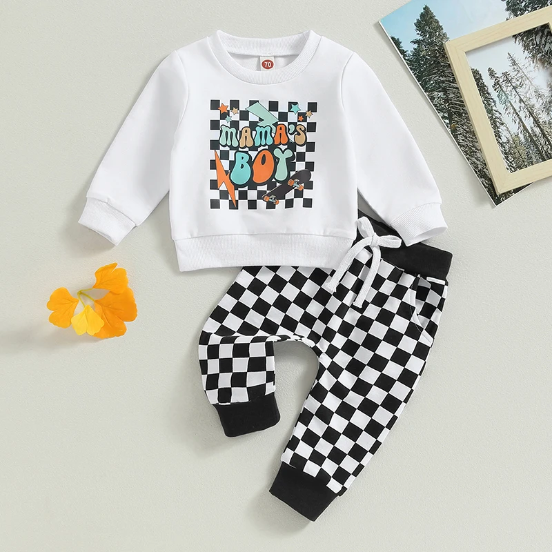 

Toddler Baby Boy Fall Outfits Long Sleeve Graphic Sweatshirt Top with Pants Cute Newborn Winter Clothes 2PCS Set