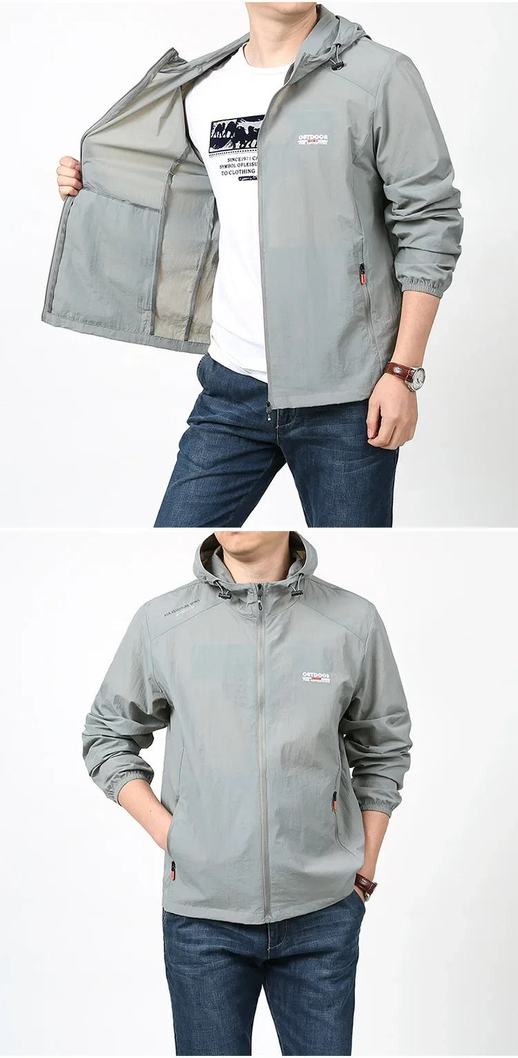 New Hooded Sun Protection Suit for Men's Summer Quick Drying Breathable Jacket, Large Outdoor Sports, Leisure Fishing