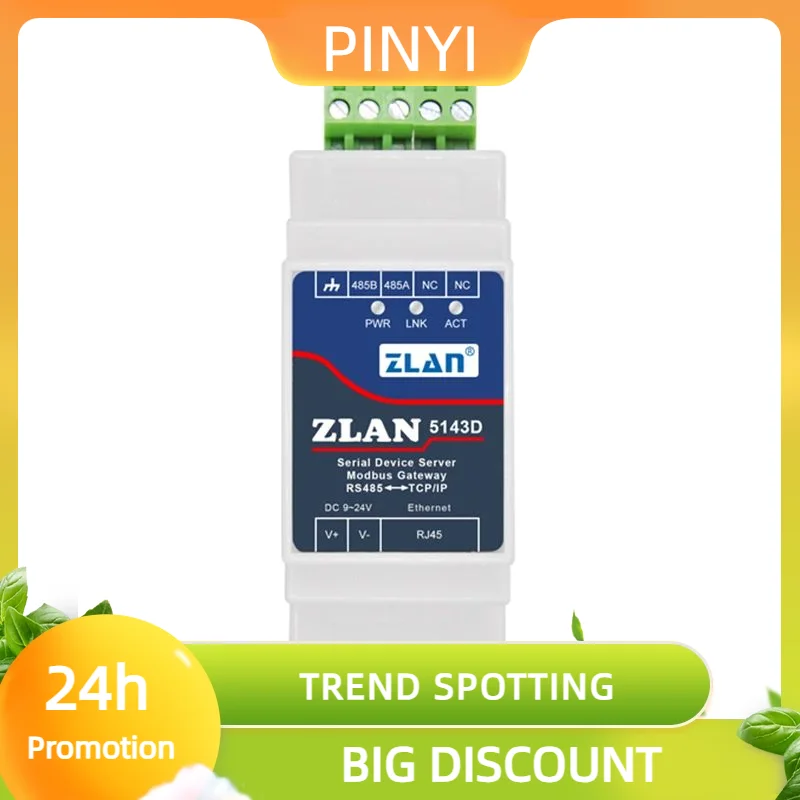 프로모션 ZLAN5143D DIN 레일 RS485-이더넷 RJ45 변환기 서버 장치 Modbus RTU TCP 게이트웨이