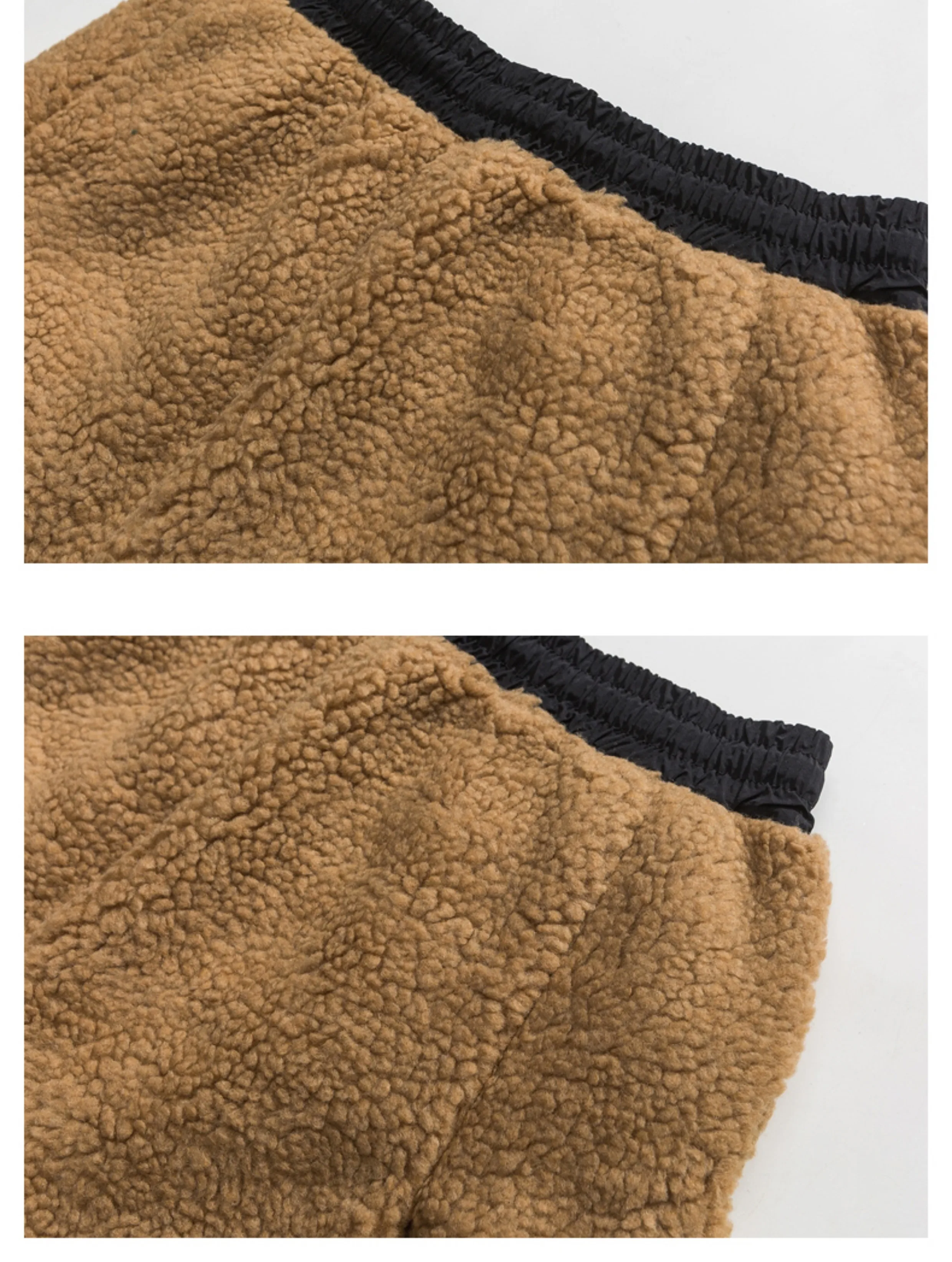 2023 Winter Neue Männer Einfarbig Fleece Hosen Männlichen Vintage-Mode Dicke Übergroßen Harem Hosen Männer Lamm Wolle Warme Hosen – Detail 11