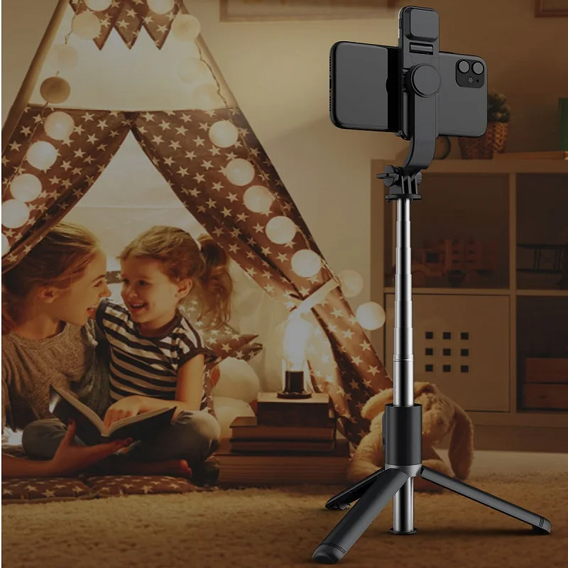 Selfie Stick Tripod Foldable Mini Wireless Bluetooth With Fill Light Shutter Remote Control For iphone 13 12 11 Pro IOS Android