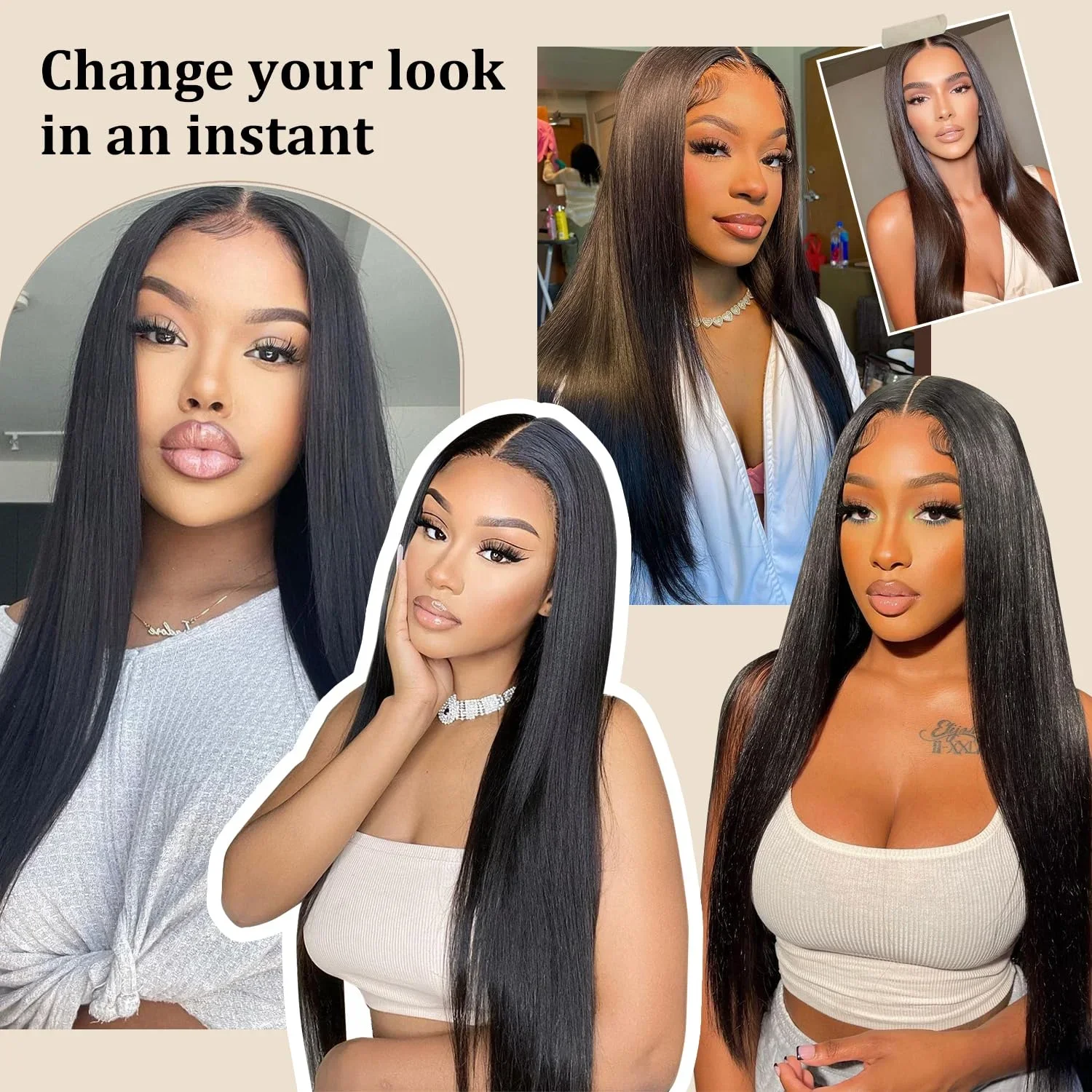 Synthetic straight lace front wig easy to wear glueless pre plucked pre cut upgraded no glue HD lace front wig for women lace front wig