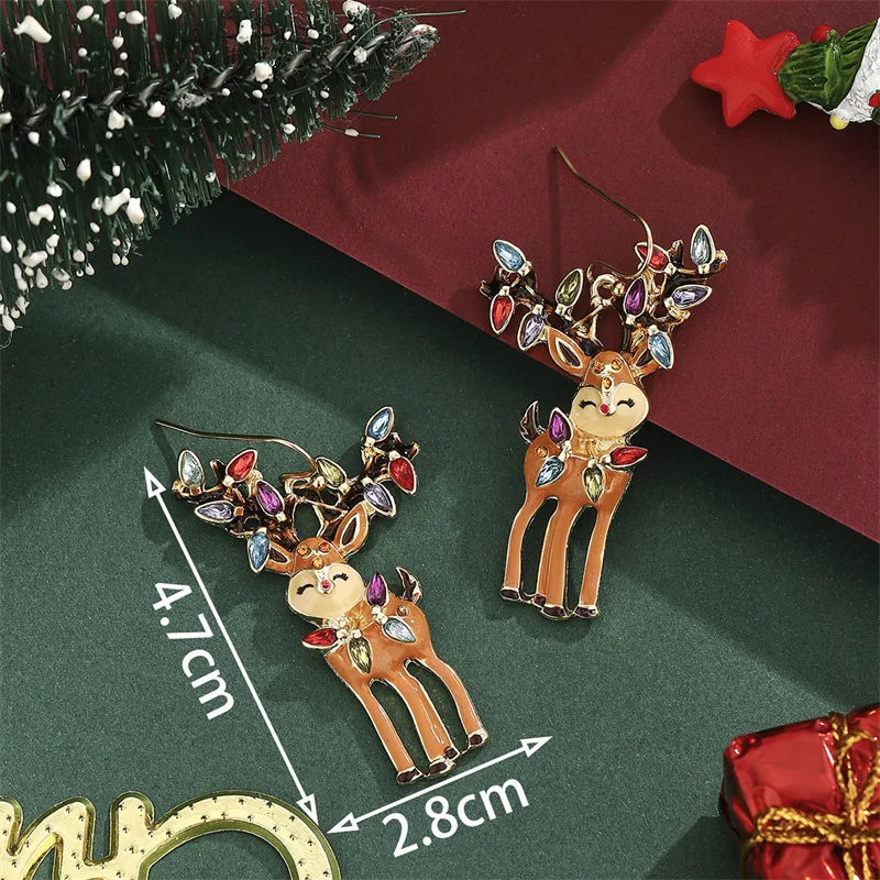 Strass Weihnachten Lange Quaste Drop Ohrringe Haken Für Frauen Santa Claus Weihnachten Baum Schneemann Elch Schneeflocke Baumeln Ohrring Geschenke – Detail 4