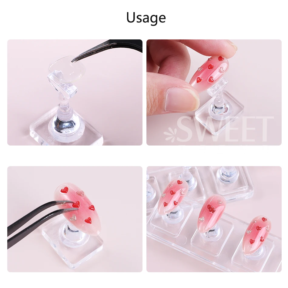 Non-Magnetic Nail Holder Practice Display Stand Acrylic Showing Shelf False Nails Holder DIY Salon Practice Tools Nail Supplies