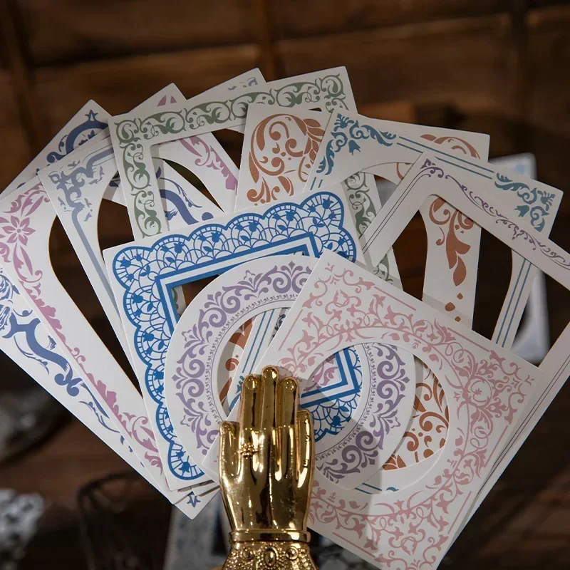

15 pieces Hollow out material package artistic pattern line decoration material base paper Memo Pad 4 choices