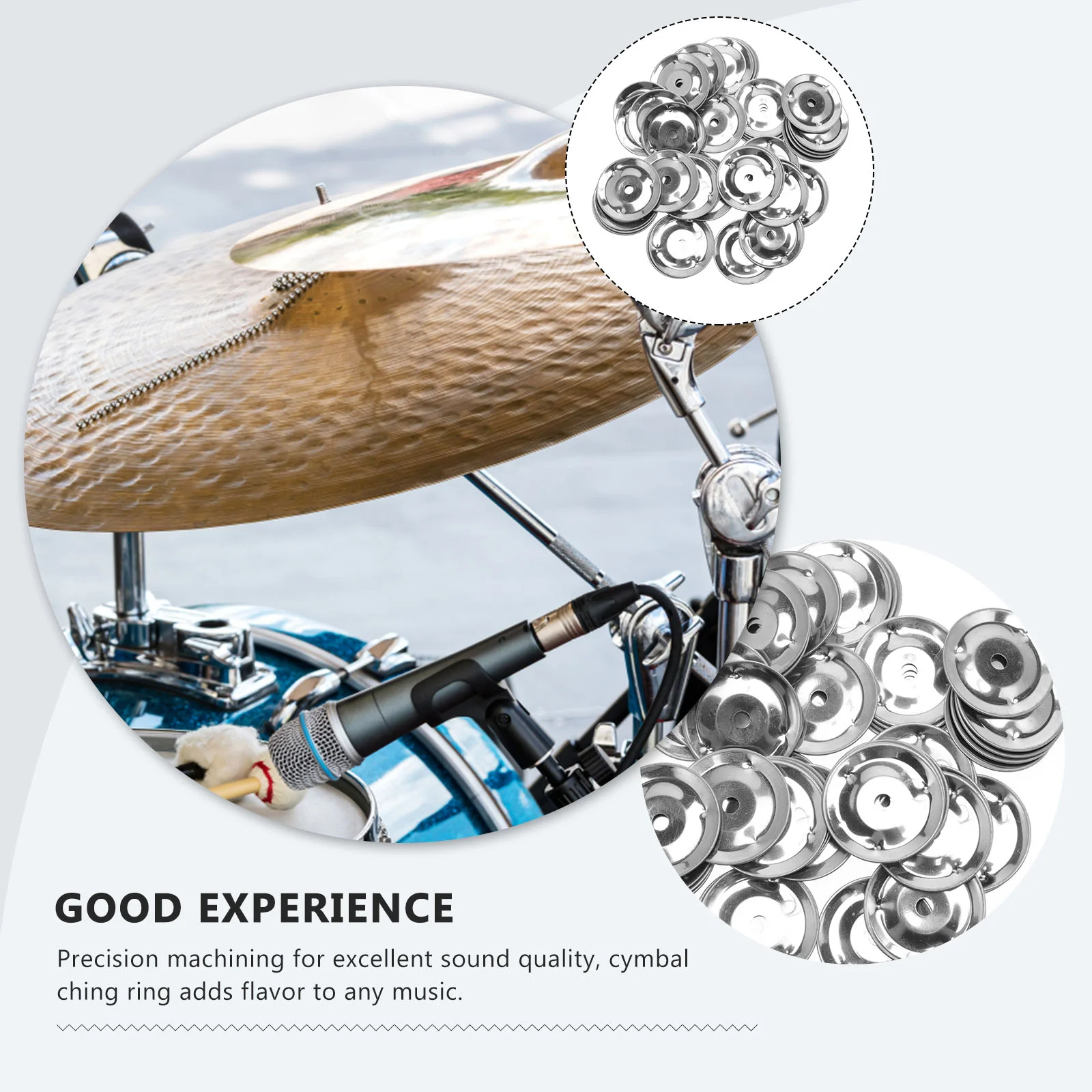 50 Pcs Drum Accessories Snare Tambourine Ring Jingle Effect Replacement Stainless Steel Ching Percussion Child Bell Rings Musical Percussion Instruments Drum Replacement Parts