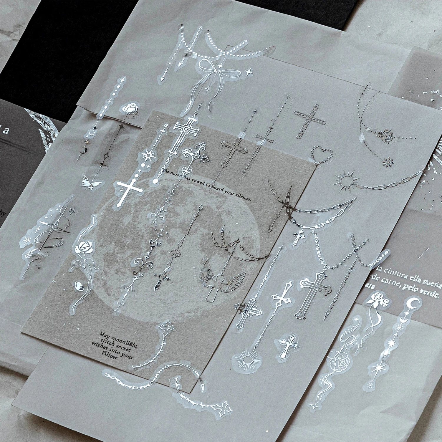 체인 시크릿 시리즈 빈티지 레이스 꽃 별 풍경 PET 테이프 창의적인 DIY 저널 재료 콜라주 문구류