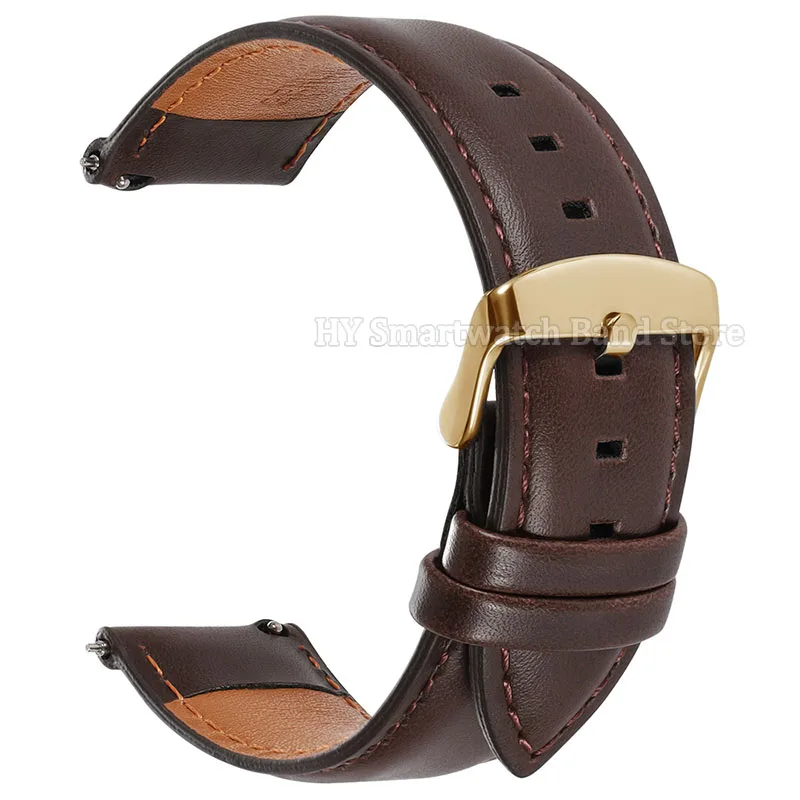 Vintage Brown Cowhide Leather Watch Band with Pin Buckle and Quick Release - Multiple Sizes Available