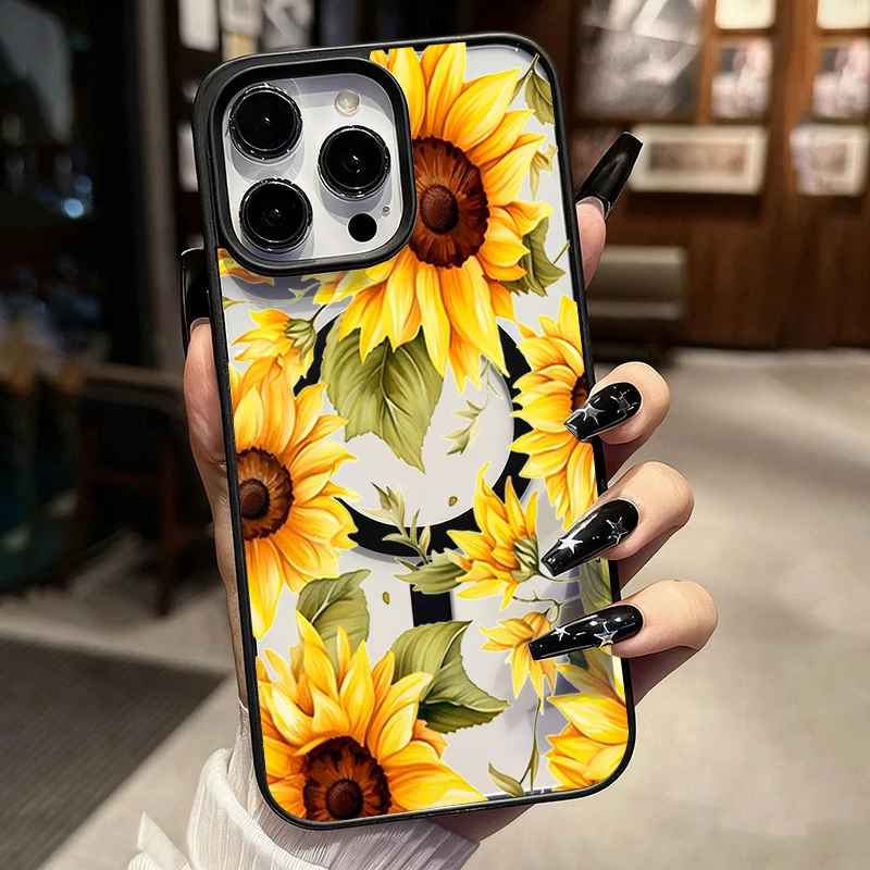 Sunflower Magnetic Phone Case - Vibrant Yellow Soft Cover