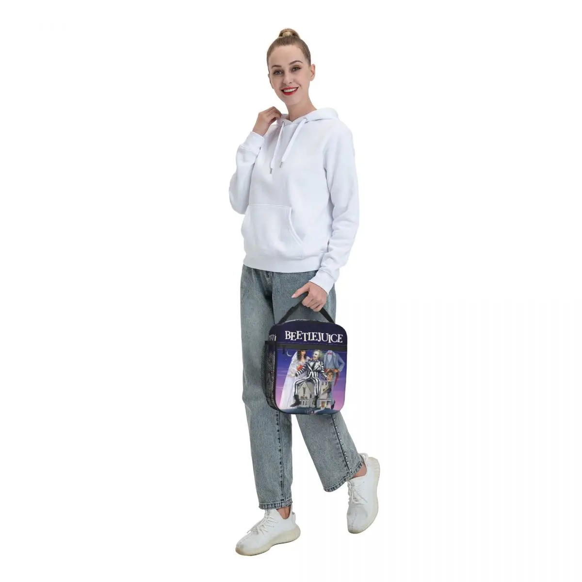 Tim Burton Beetlejuice Horror Film Insulated Lunch Bags for Outdoor Picnic Portable Cooler Thermal Lunch Box Women Children