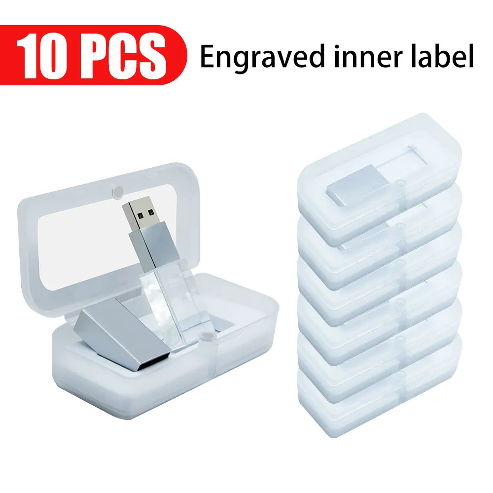 LED 조명이 있는 크리스탈 USB 플래시 드라이브, 사진 선물 펜드라이브, 커스텀 로고 펜 드라이브, USB 2.0, 4GB, 8GB, 16GB, 32GB, 64GB, 로트당 10 개