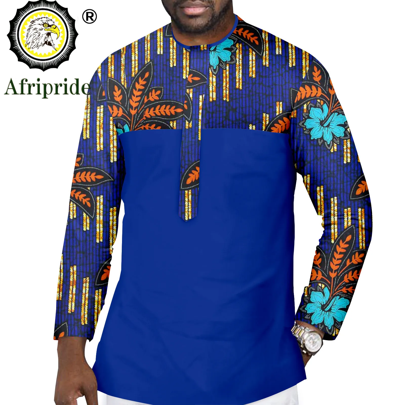 Men's Casual Shirts Long Sleeve Collarless Print Shirt Dashiki Tops Ankara Blouse African Clothes Plus Size Casual A2212016