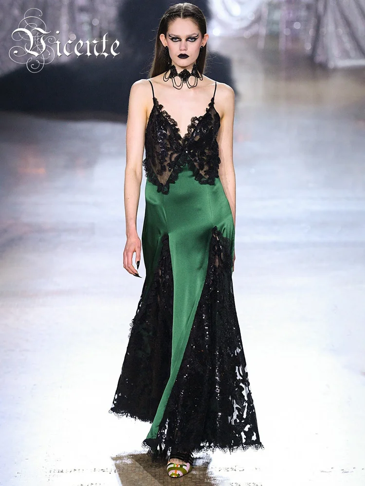 VC Fashion Party Dresses For Women Sexy Lace Halter Long Sleeves Gloves Design Maxi Gowns Vestidos