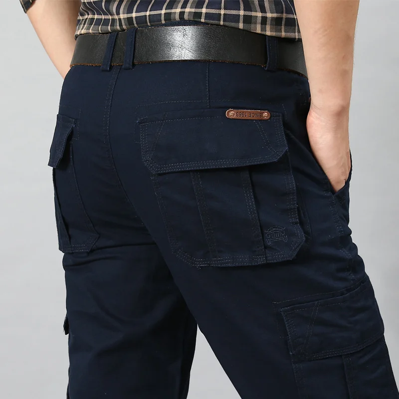 

Men's new autumn and winter sports straight youth casual pants with multiple pockets military thin fleece casual pants