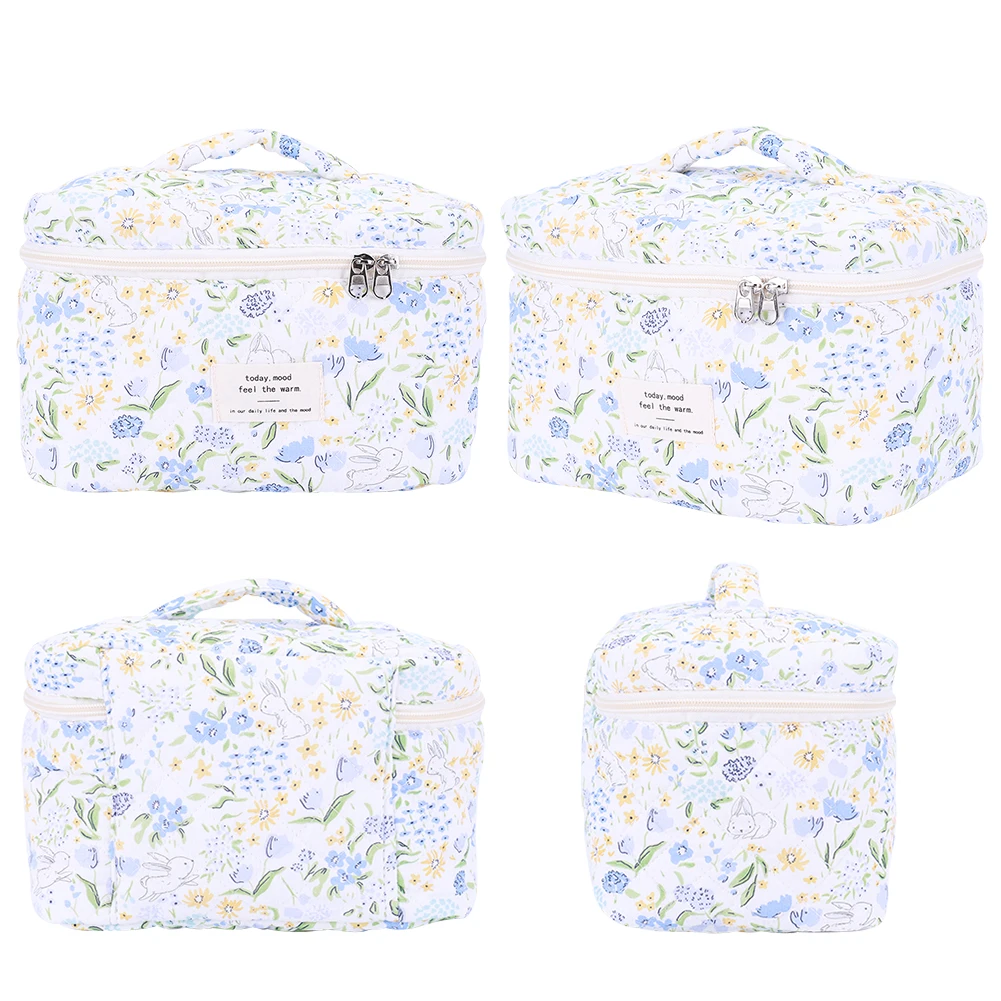 3Pcs Quilted Makeup Bag Portable Cosmetic Pouch Large Capacity Aesthetic Cosmetic Bag Cosmetic Clutch Bag Outdoor Travel Bag