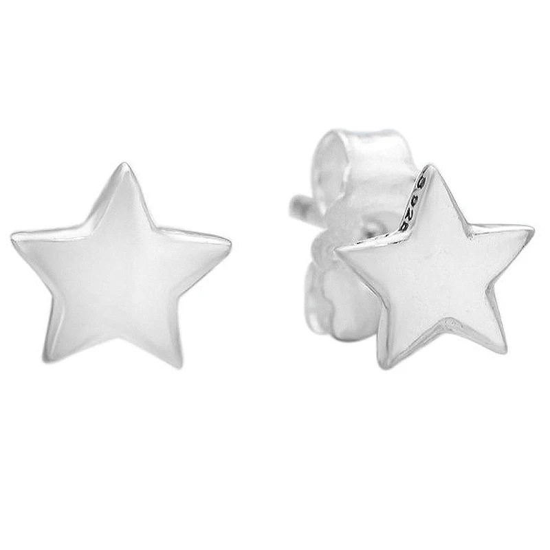 Original 925 Sterling Silver Sparkling Crescent Moon Asymmetric Stars StarFish Stud Earring For Women Gift Popular DIY Jewelry