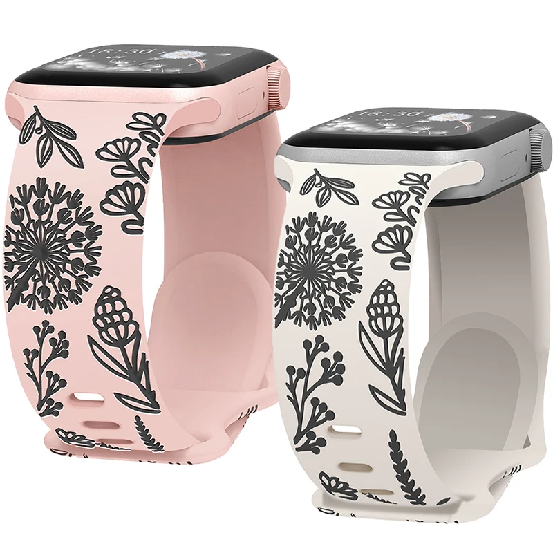 Floral Engraved Silicone Sport Band