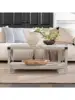 Walker Edison Sedalia Modern Farmhouse Metal X Coffee Table 40 Inch Stone Grey 4