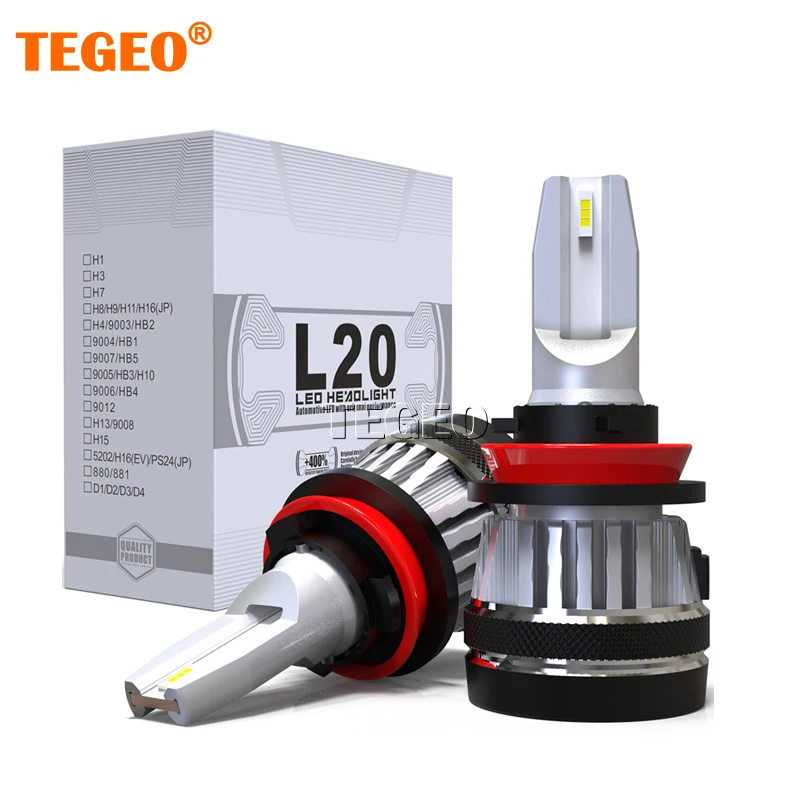 

TEGEO KOREA New L20 70W 8000LM H1 H4 H7 H11 HB3 9005 HB4 9006 Car LED Headlight Bulbs 6000K White Canbus Auto LED Headlamp Light