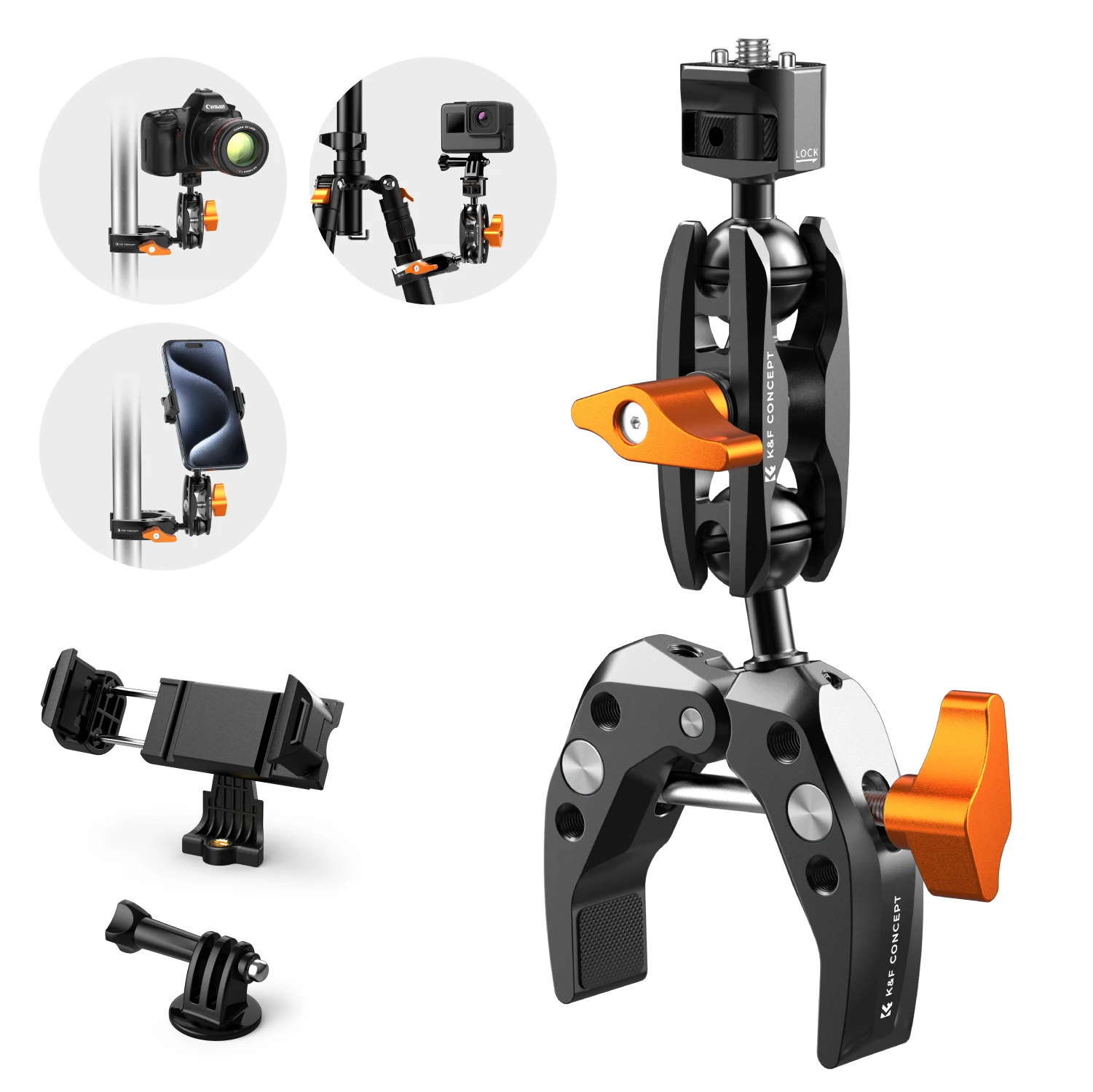 K&F Concept Multi-Functional Super Clamp With Ballhead Magic Arm For GoPro Insta360 for DJI OSMO Aciton Camera Phone Tripod Phone Tripod Mini Tripod Camera Tripod Flexible Phone Tripod Camera Mount Phone Tripod Mount Photography Tripod Camera Tripod Mount Extendable Tripod Metal Tripod
