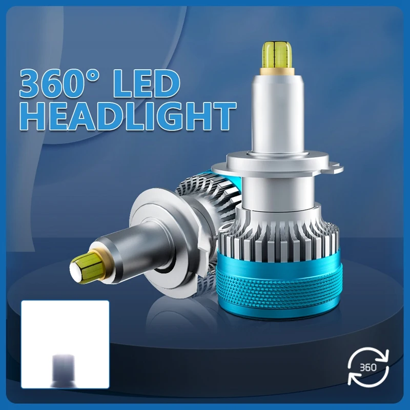 자동차 360 LED 헤드라이트 전구 안개등 터보 미니 램프, 100W, 32000LM, 6000K, 10-32V