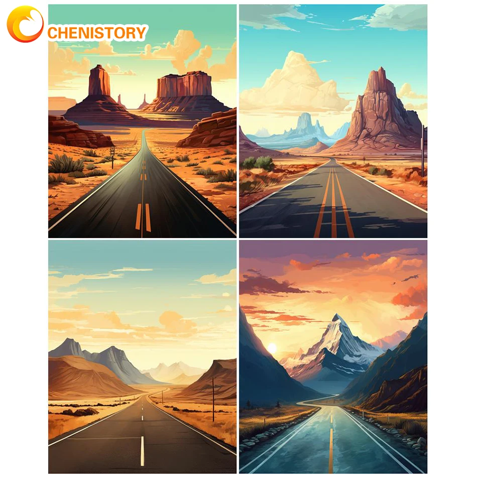 

CHENISTORY Oil Coloring By Number Landscape Set Picture Drawing HandPainted On Canvas Paint By Numbers For Adults Home Decor