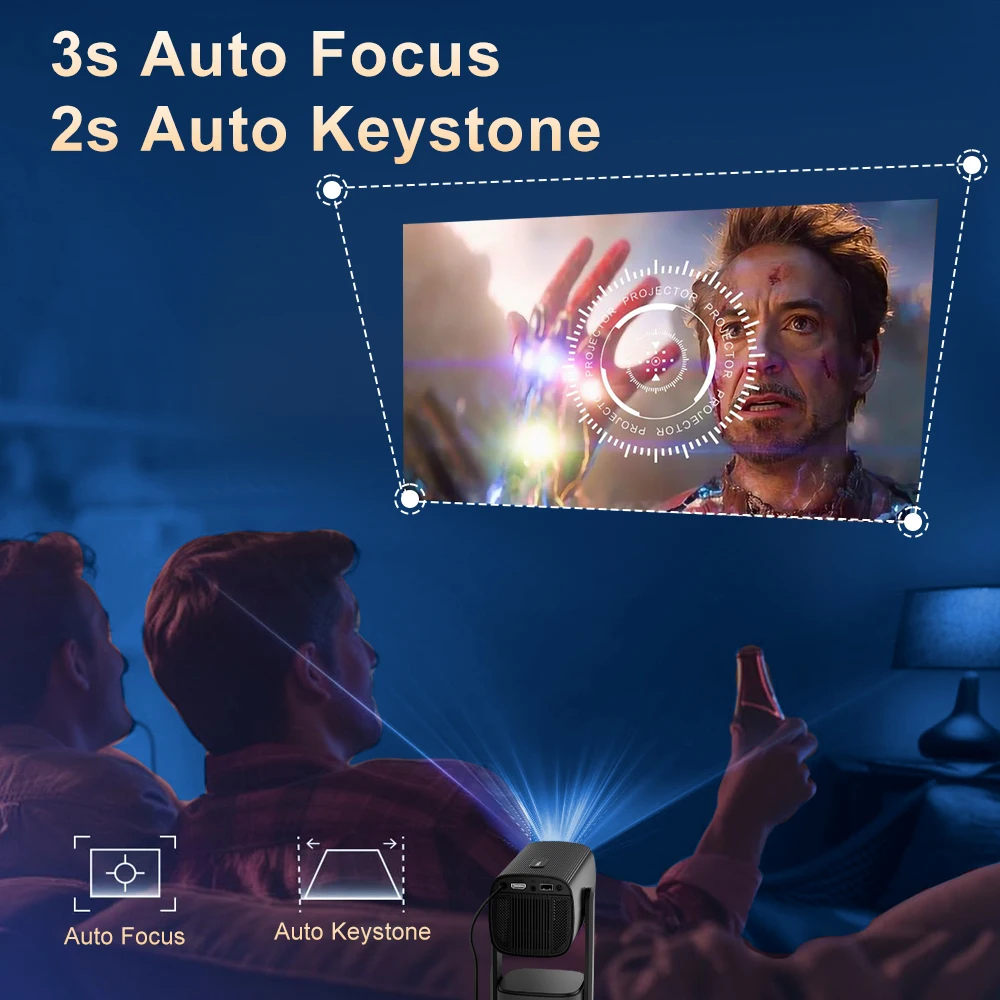 Portable Projector Salange K2 Built-in 5200mAh Battery 4K HD Bluetooth Android 11 For Cinema Outdoor With RGB Light Speaker