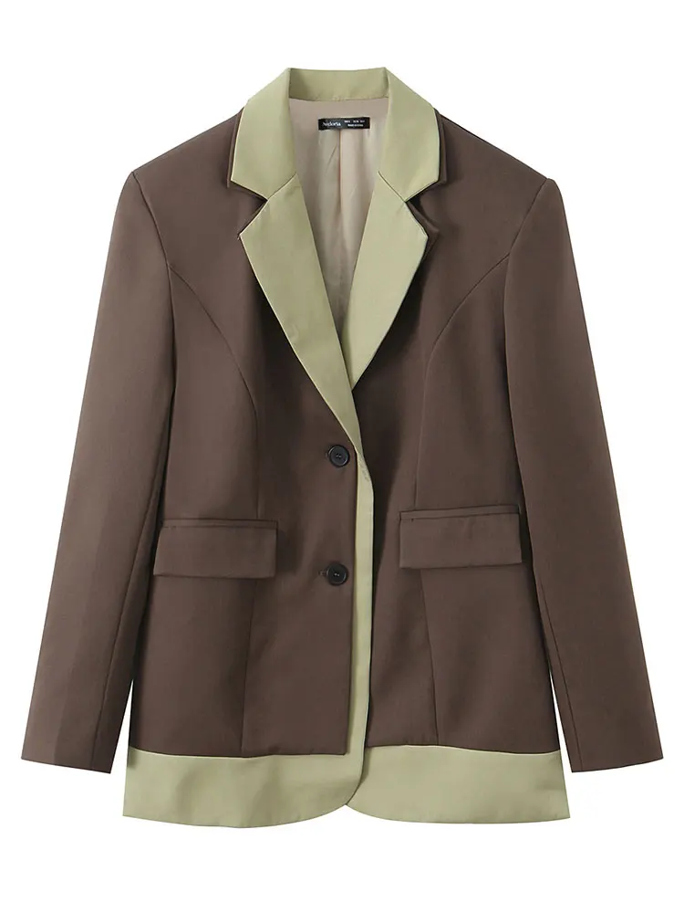 HH Women Fashion Patchwork Blazer Coat Single Breasted Long Sleeve Suit Jacket Spring Autumn Trend High Street Lady Chic Outwear