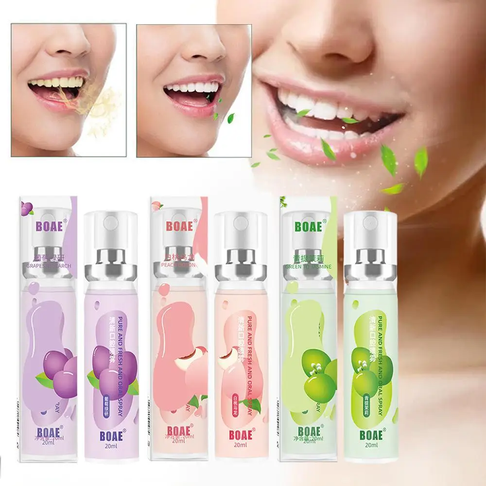

20ml Fruit Flavor Fresh Oral Spray Grape Peach Breath Spray Mouth Freshener Remove Bad Breath Deodorant Peach Grapes Sweet Spray