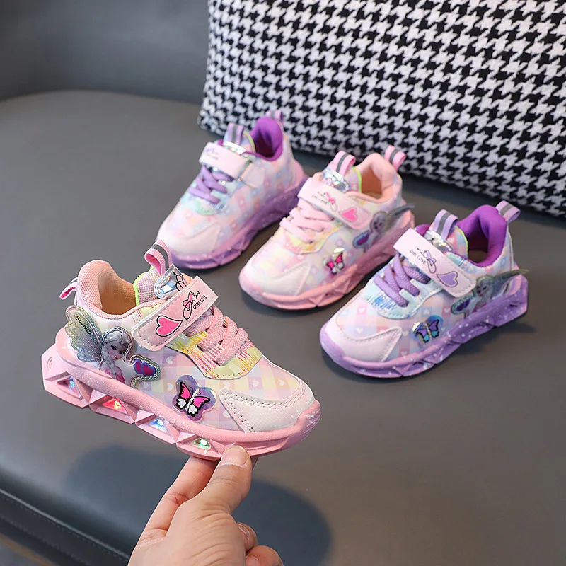 Disney Frozen LED Sneakers - Light-Up Casual Shoes for Girls