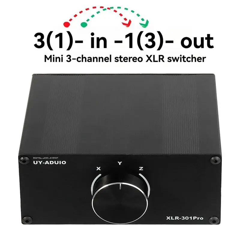 M01K 스플리터 박스 3방향 패시브 스테레오 오디오 스위처 XLR 3-남성 1-여성 3입력 1출력 또는 1입력 3출력 선택기