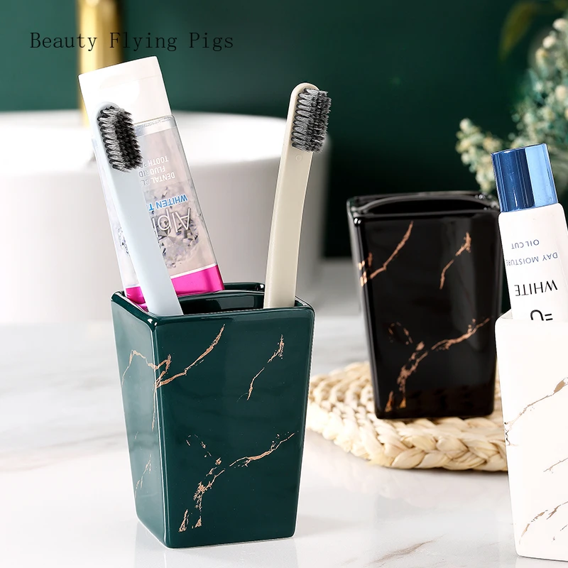 Creative ceramic toothbrush holder, bathroom, washbasin, storage rack, storage container cup holder mug holder stand