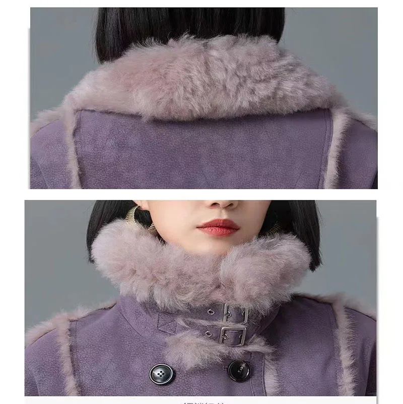 European Winter 2023 Women's New Coat Thickened Artificial Rabbit Lined Fox Ecological Fur Coat Luxurious Warm Long Women's Shee